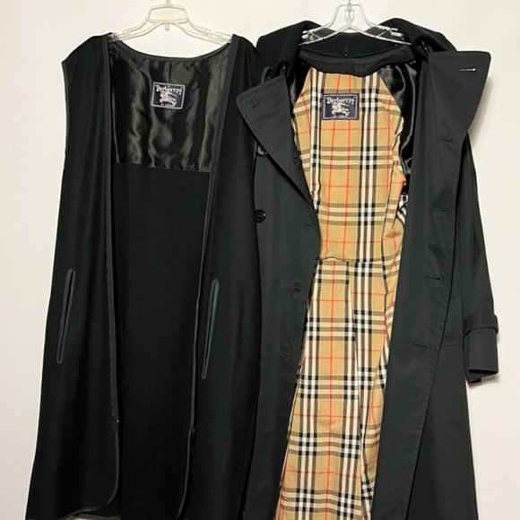 Vintage BURBERRYS OF LONDON Classic Navy-Blue Trench Coat Men's Size 40R - Picture 8 of 14